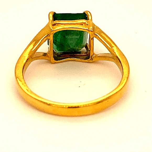Emerald 3.41ct Solid 22K Yellow Gold Ring - Picture 7 of 9